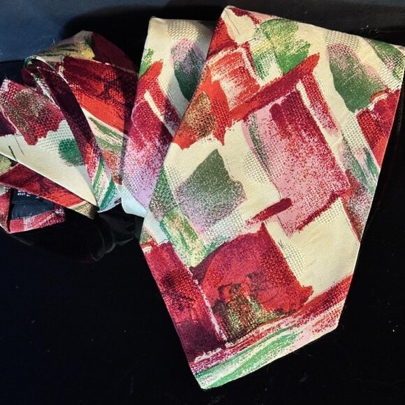 Emanuel Ungaro Silk Tie Floral  Mans EuC Vintage Watercolor Painterly Dekooning - Picture 1 of 8